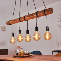 Lampes Vintages & Rétros-hofstein Suspension Canedo Brun, Noir, 5 lumières