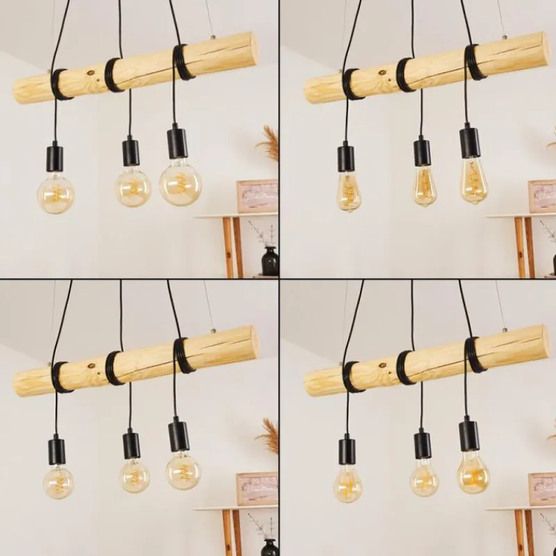 Luminaires Scandinaves-hofstein Suspension Canedo Écru, Noir, 3 lumières