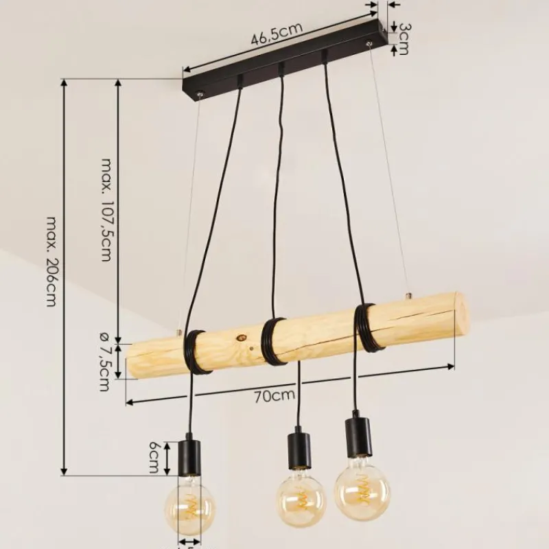 Luminaires Scandinaves-hofstein Suspension Canedo Écru, Noir, 3 lumières