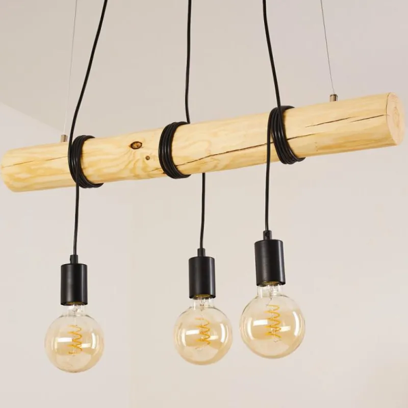 Luminaires Scandinaves-hofstein Suspension Canedo Écru, Noir, 3 lumières