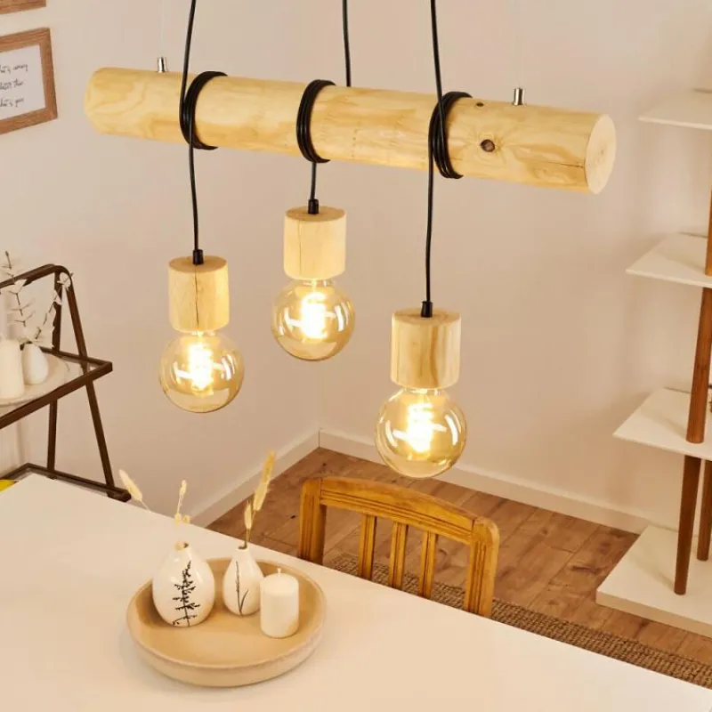 Luminaires Scandinaves-hofstein Suspension Canedo Écru, Noir, 3 lumières