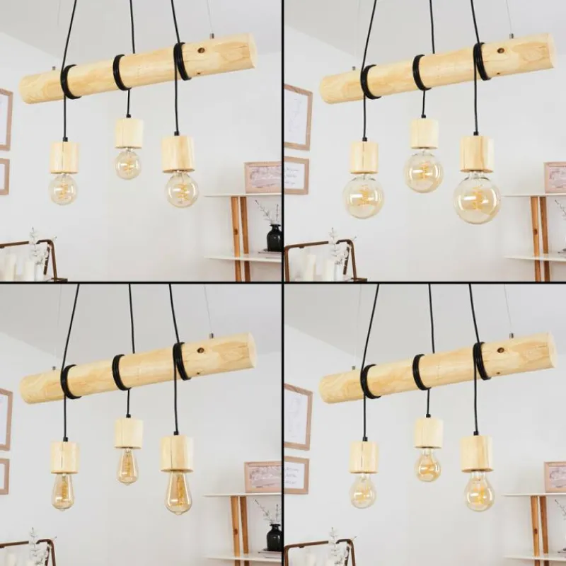 Luminaires Scandinaves-hofstein Suspension Canedo Écru, Noir, 3 lumières