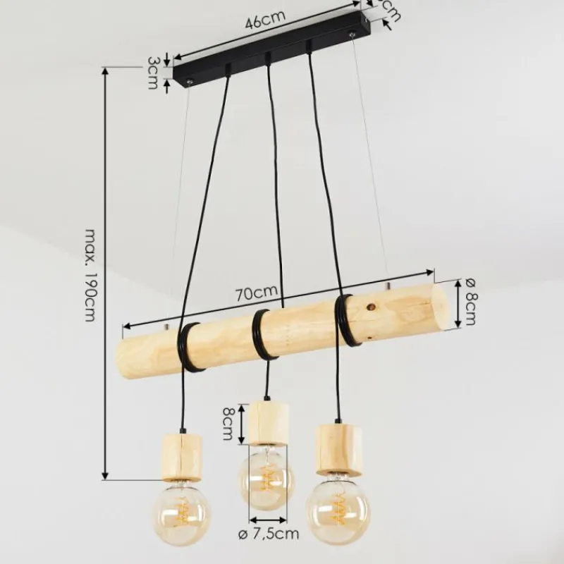 Luminaires Scandinaves-hofstein Suspension Canedo Écru, Noir, 3 lumières