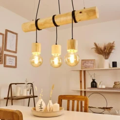 Luminaires Scandinaves-hofstein Suspension Canedo Écru, Noir, 3 lumières