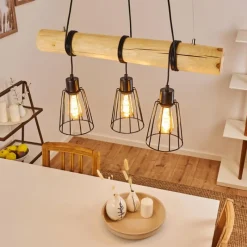 Lampes Vintages & Rétros-hofstein Suspension Canedo Écru, Noir, 3 lumières