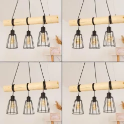 Lampes Vintages & Rétros-hofstein Suspension Canedo Écru, Noir, 3 lumières