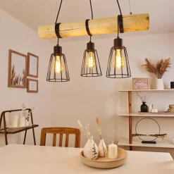 Lampes Vintages & Rétros-hofstein Suspension Canedo Écru, Noir, 3 lumières