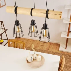 Lampes Vintages & Rétros-hofstein Suspension Canedo Écru, Noir, 3 lumières