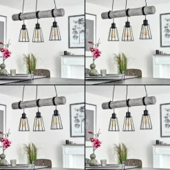 Style Boho-Chic-hofstein Suspension Canedo Gris, Noir, 3 lumières
