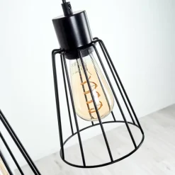 Style Boho-Chic-hofstein Suspension Canedo Gris, Noir, 3 lumières