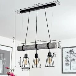 Style Boho-Chic-hofstein Suspension Canedo Gris, Noir, 3 lumières