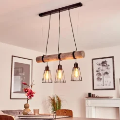 Style Boho-Chic-hofstein Suspension Canedo Gris, Noir, 3 lumières