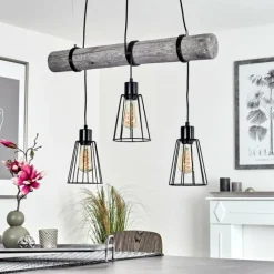 Style Boho-Chic-hofstein Suspension Canedo Gris, Noir, 3 lumières
