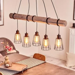 Style Boho-Chic-hofstein Suspension Canedo Gris, Noir, 5 lumières