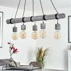 Style Boho-Chic-hofstein Suspension Canedo Gris, Noir, 5 lumières