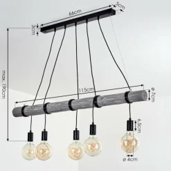 Lampes Vintages & Rétros-hofstein Suspension Canedo Gris, Noir, 5 lumières