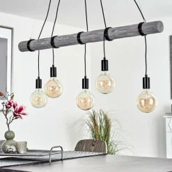 Lampes Vintages & Rétros-hofstein Suspension Canedo Gris, Noir, 5 lumières