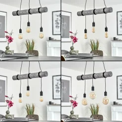 Lampes Vintages & Rétros-hofstein Suspension Canedo Gris, Noir, 3 lumières