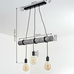 Lampes Vintages & Rétros-hofstein Suspension Canedo Gris, Noir, 3 lumières