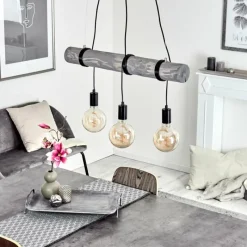 Lampes Vintages & Rétros-hofstein Suspension Canedo Gris, Noir, 3 lumières