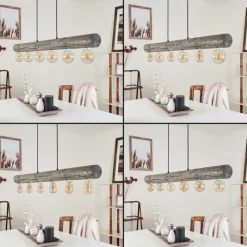 Lampes Vintages & Rétros-hofstein Suspension Canedo Gris, Noir, 6 lumières