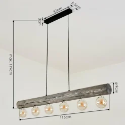 Lampes Vintages & Rétros-hofstein Suspension Canedo Gris, Noir, 6 lumières