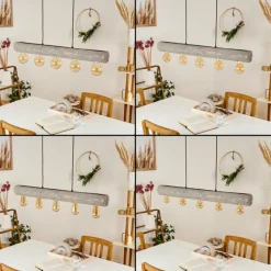 Lampes Vintages & Rétros-hofstein Suspension Canedo Gris, Noir, 5 lumières