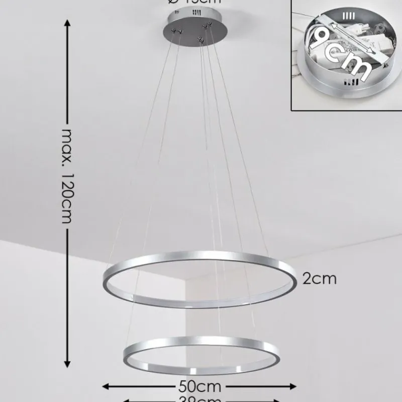 hofstein Suspension Canisteo LED Argenté, 2 lumières