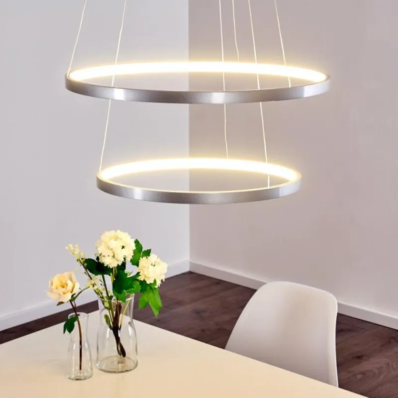 hofstein Suspension Canisteo LED Argenté, 2 lumières