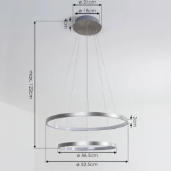 hofstein Suspension Canisteo LED Argenté, 2 lumières, Télécommandes, Changeur de couleurs