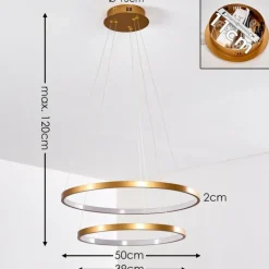 Lampes Art Déco-hofstein Suspension Canisteo LED Or, 2 lumières