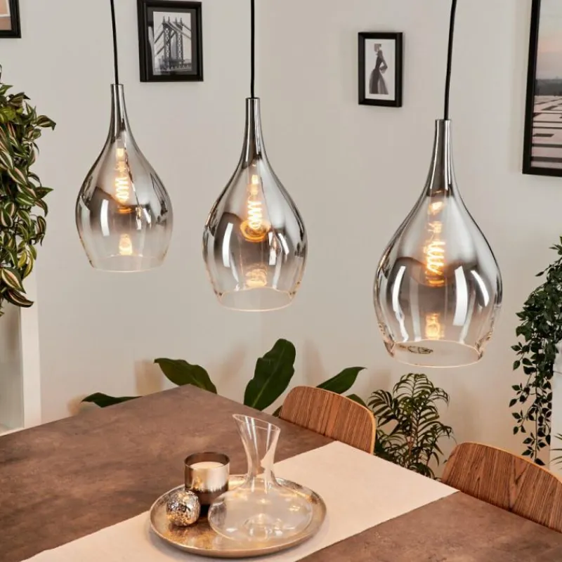 Suspension Verre Fumé-hofstein Suspension Capdevila Chrome, 3 lumières