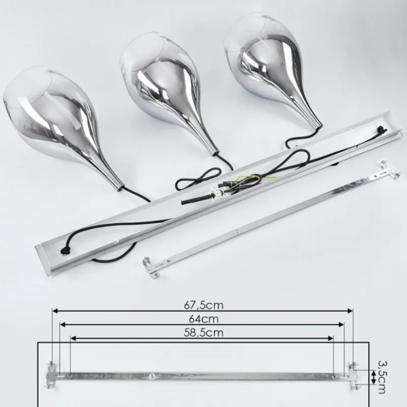 Suspension Verre Fumé-hofstein Suspension Capdevila Chrome, 3 lumières