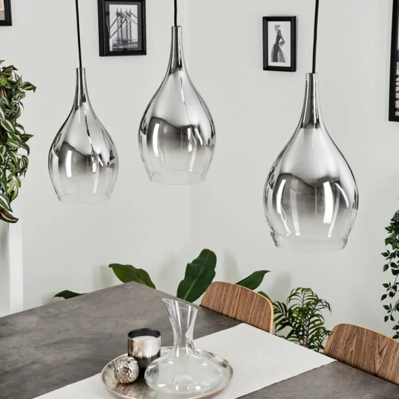 Suspension Verre Fumé-hofstein Suspension Capdevila Chrome, 3 lumières