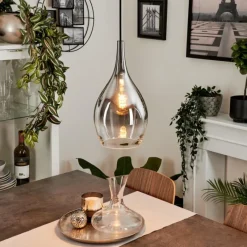 Suspension Verre Fumé-hofstein Suspension Capdevila Chrome, 1 lumière