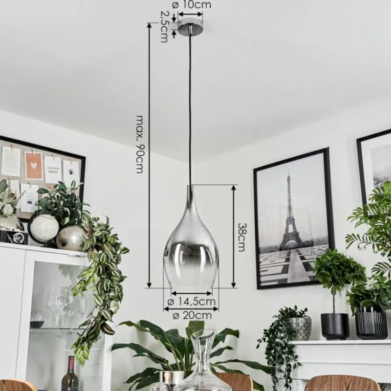 Suspension Verre Fumé-hofstein Suspension Capdevila Chrome, 1 lumière