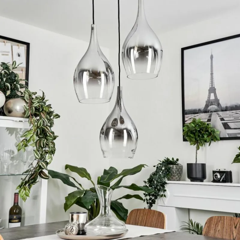 Suspension Verre Fumé-hofstein Suspension Capdevila Chrome, 3 lumières