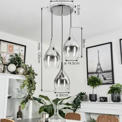 Suspension Verre Fumé-hofstein Suspension Capdevila Chrome, 3 lumières