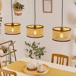 Lampes En Tissu-hofstein Suspension Carbonalito Noir, 3 lumières