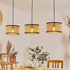 Lampes En Tissu-hofstein Suspension Carbonalito Noir, 3 lumières