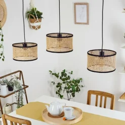 Lampes En Tissu-hofstein Suspension Carbonalito Noir, 3 lumières