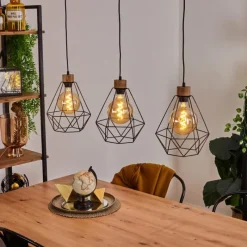 Lampes Vintages & Rétros-hofstein Suspension Carobal Écru, Noir, 3 lumières