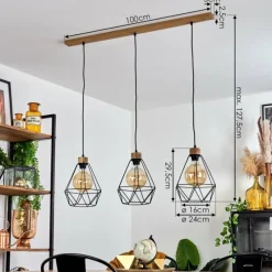 Lampes Vintages & Rétros-hofstein Suspension Carobal Écru, Noir, 3 lumières