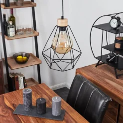 Lampes Vintages & Rétros-hofstein Suspension Carobal Écru, Noir, 1 lumière