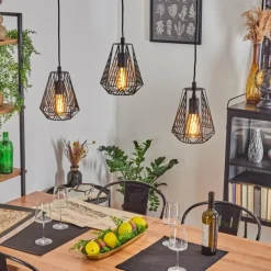 Lampes Vintages & Rétros-hofstein Suspension Cassils Noir, 3 lumières