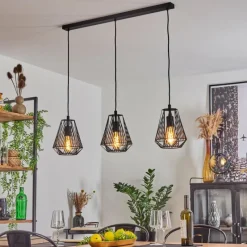 Lampes Vintages & Rétros-hofstein Suspension Cassils Noir, 3 lumières