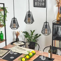 Lampes Vintages & Rétros-hofstein Suspension Cassils Noir, 3 lumières