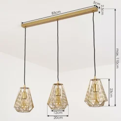 Lampes Dorées-hofstein Suspension Cassils Or, 3 lumières