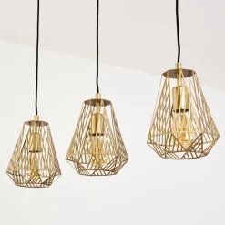 Lampes Dorées-hofstein Suspension Cassils Or, 3 lumières