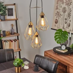 Lampes Industrielles-hofstein Suspension Cenova Laiton, Noir, 3 lumières